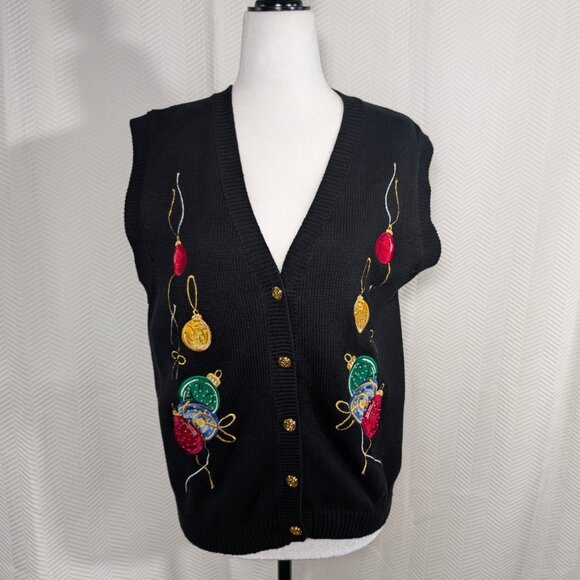 Vintage Tabi International Christmas Sweater Vest Medium Embroidered Ornaments - Picture 7 of 11